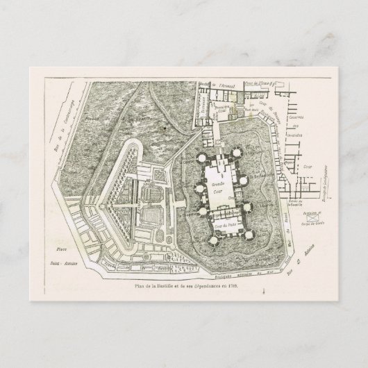 Carte Postale France, Plan de la Bastille en 1789 (Devant)