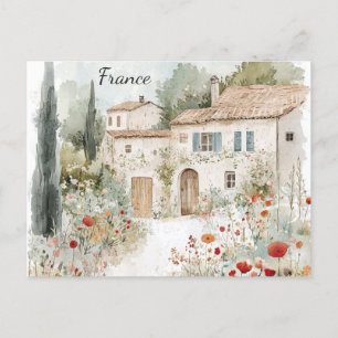 Carte Postale France Vintage Aquarelle Français Villa Travel