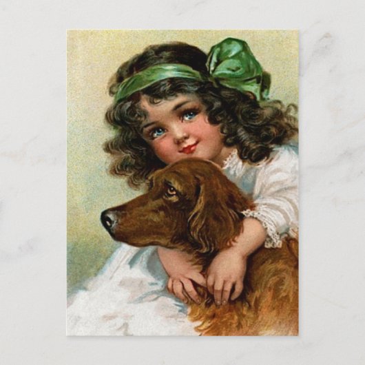 Carte Postale Frances Brundage : Fille avec chien (Devant)