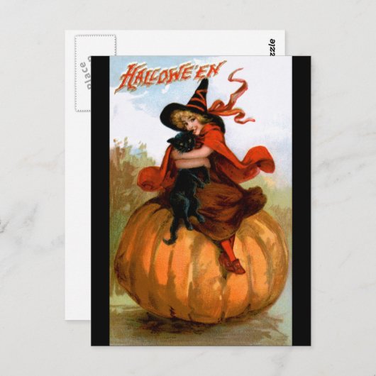 Carte Postale Frances Brundage : Halloween Witch (Devant / Derrière)