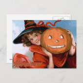 Carte Postale Frances Brundage : Sorcière avec Jack O'Lantern (Devant / Derrière)