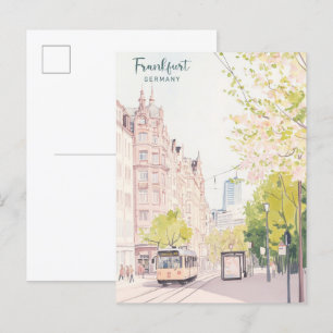 Carte Postale Francfort Allemagne Gouache Art Illustration Voyag