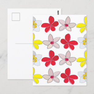 Carte Postale Frangipanier Plumeria Fleur Florale Colorée