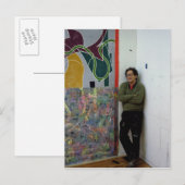 Carte Postale Frank Stella à côté d'une de ses oeuvres (Devant / Derrière)