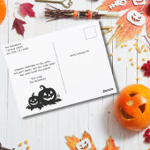 Carte Postale Frankenstein Mummy Grim Reaper Cute Chat Halloween