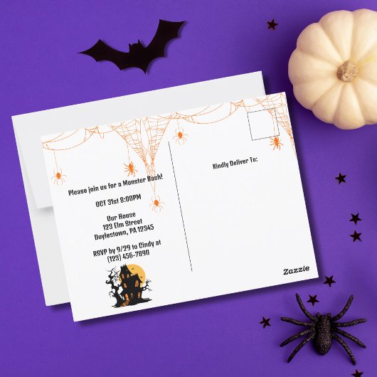 Carte Postale Frankenstein Mummy Grim Reaper Cute Chat Halloween