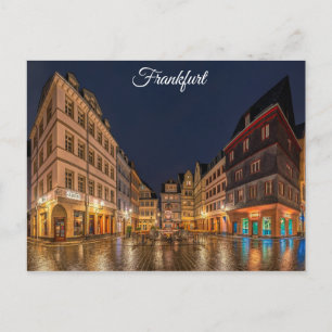 Carte Postale Frankfurt Allemagne à la nuit City Voyage Photo