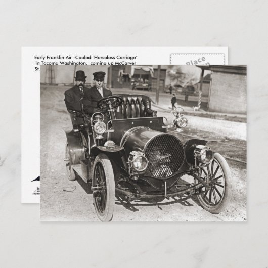 Carte Postale Franklin "Air refroidi" à Tacoma WA vers 1910 (Devant / Derrière)