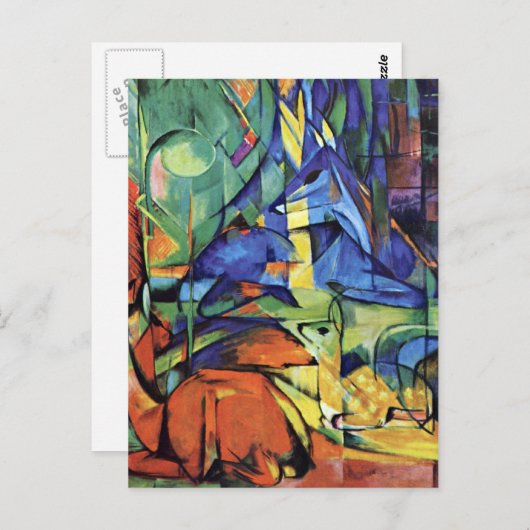 Carte Postale Franz Marc - cerf commun dans la forêt (ii) (Devant / Derrière)