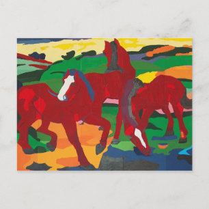 Carte Postale Franz Marc - chevaux rouges