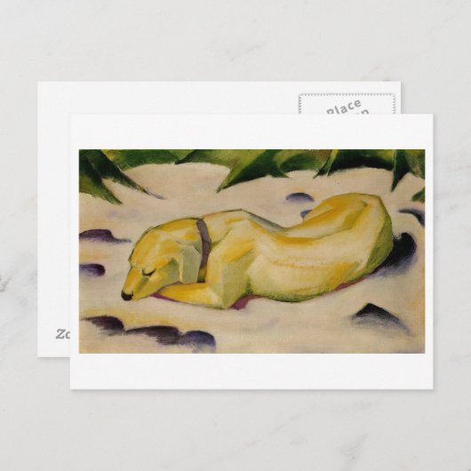 Carte Postale Franz Marc - Chien couché dans la neige 1910-11 Ch (Devant / Derrière)