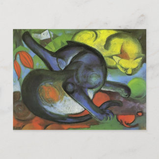 Carte Postale Franz Marc - Deux Chats, Bleu et Jaune