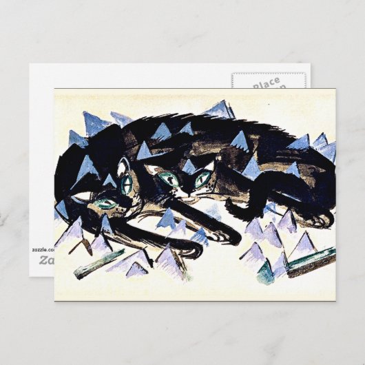Carte Postale Franz Marc - Deux chats noirs (Devant / Derrière)