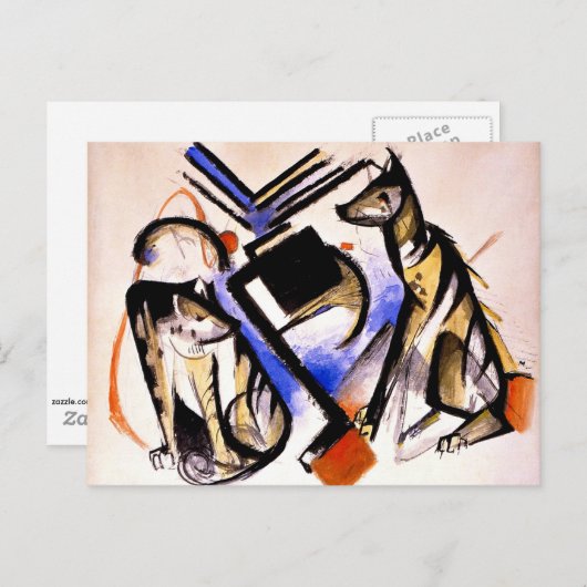 Carte Postale Franz Marc - Deux Loups (Devant / Derrière)