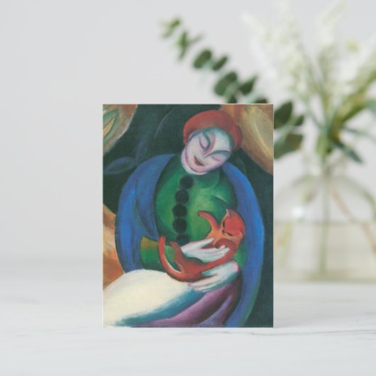 Carte Postale Franz Marc - Fille avec un chat II (Debout devant)