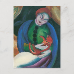 Carte Postale Franz Marc - Fille avec un chat II