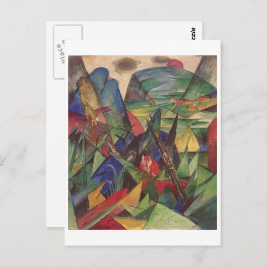 Carte Postale Franz Marc - Foxes 1913 Huile Canvas Red Fox Sly (Devant / Derrière)