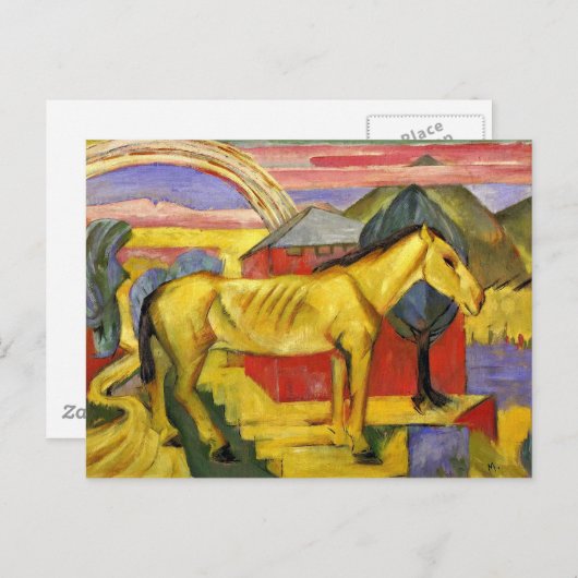Carte Postale Franz Marc - Long Cheval Jaune (Devant / Derrière)