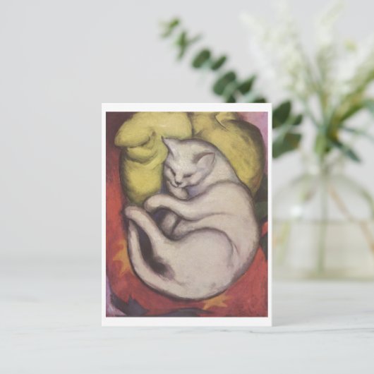 Carte Postale Franz Marc - Tomcat avec coussin jaune 1912 Chat T (Debout devant)