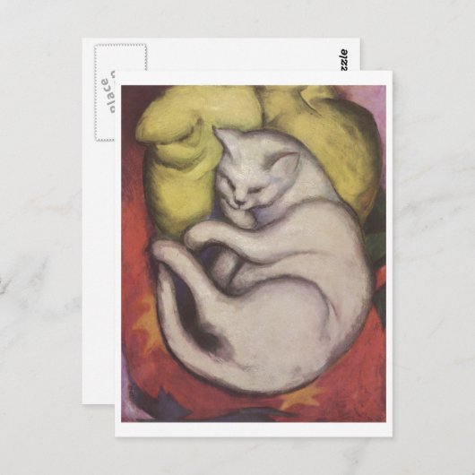 Carte Postale Franz Marc - Tomcat avec coussin jaune 1912 Chat T (Devant / Derrière)