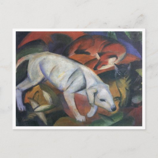 Carte Postale Franz Marc - Trois animaux 1912 chien renard chat  (Devant)