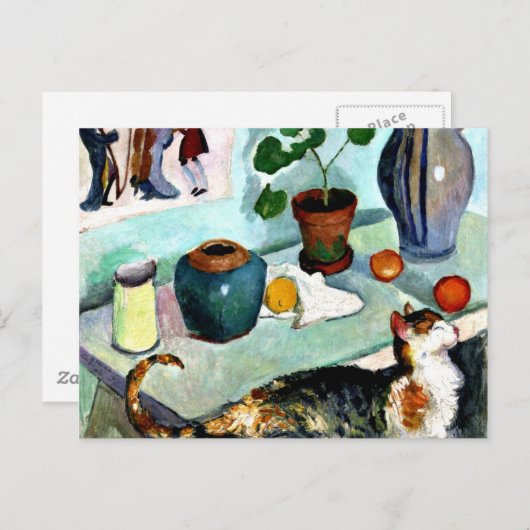 Carte Postale Franz Marc - Vie morte avec chat (Devant / Derrière)