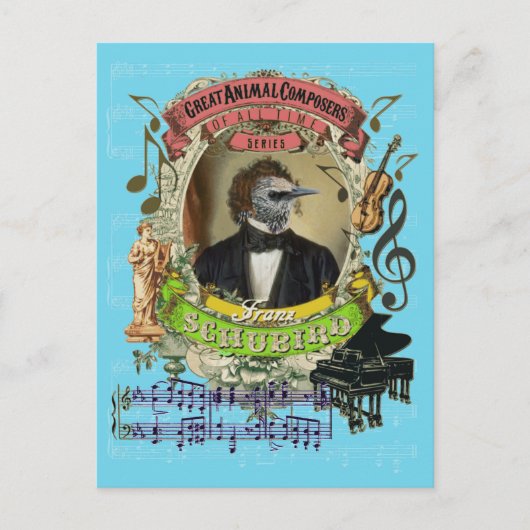 Carte Postale Franz Schubird Drôle Oiseau Animal Composer Schube (Devant)
