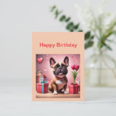 Carte Postale Französische Bulldogge Blumen Birthday Bulldog (Debout devant)