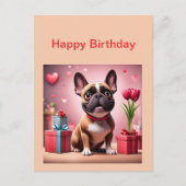 Carte Postale Französische Bulldogge Blumen Birthday Bulldog (Devant)