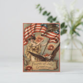 Carte Postale Frappe d'artifice Drapeau Lady Liberty (Debout devant)