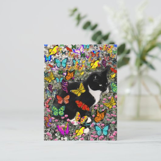 Carte Postale Frappes en papillons - Tux Kitty Cat (Debout devant)