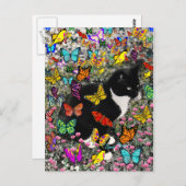 Carte Postale Frappes en papillons - Tux Kitty Cat (Devant / Derrière)