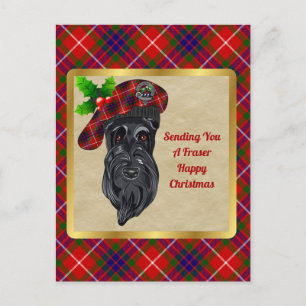 Carte Postale Fraser Clan Badge & Tartan Christmas