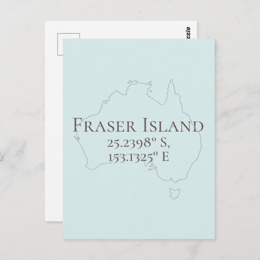 Carte Postale Fraser Island Australie Latitude & Longitude (Devant / Derrière)