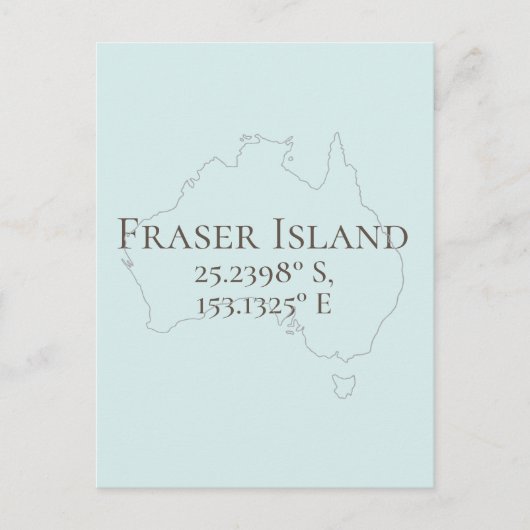 Carte Postale Fraser Island Australie Latitude & Longitude (Devant)