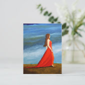 Carte Postale Frau im roten Kleid (Debout devant)