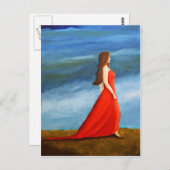 Carte Postale Frau im roten Kleid (Devant / Derrière)