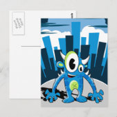 Carte postale Freaky Blue Monster (Devant / Derrière)