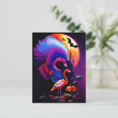 Carte Postale Freaky Halloween Flamant rose Horreur (Debout devant)