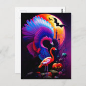 Carte Postale Freaky Halloween Flamant rose Horreur (Devant / Derrière)