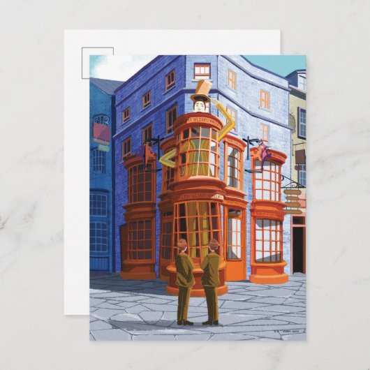 Carte Postale Fred et George chez Weasley's Wizard Wheezes (Devant / Derrière)
