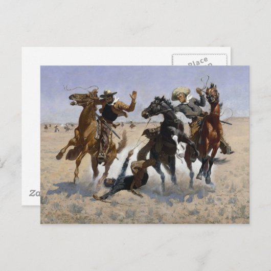 Carte Postale Frederic Remington - Aidez un camarade (Devant / Derrière)