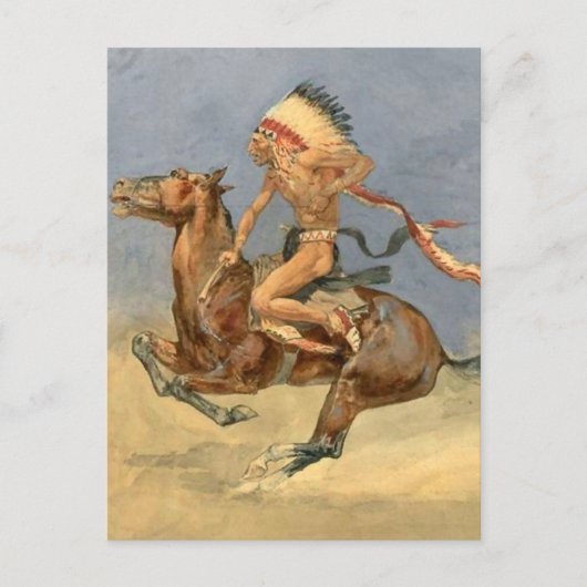 Carte Postale Frederic Remington Art de l'Ouest "Danse de guerre (Devant)
