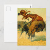 Carte Postale Frederic Remington Art Western "Episode - Buffalo (Devant / Derrière)
