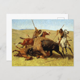 Carte Postale Frederic Remington La Chasse Au Buffalo