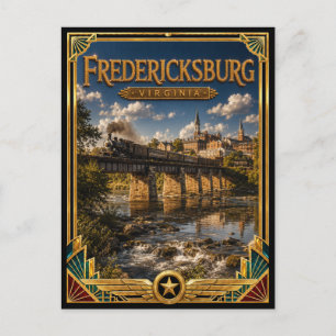 Carte Postale Fredericksburg Virginie Art Déco Doré Vintage
