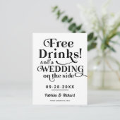Carte Postale Free Drinks Funny Casual Wedding Save The Date (Debout devant)