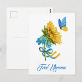 Carte Postale Free Ukraine Sunflower & Butfly Postcard (Devant / Derrière)