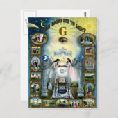 Carte Postale Freemasoney artisanal Hazen maçonnique (Devant / Derrière)