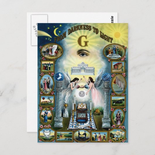 Carte Postale Freemasoney artisanal Hazen maçonnique (Devant / Derrière)